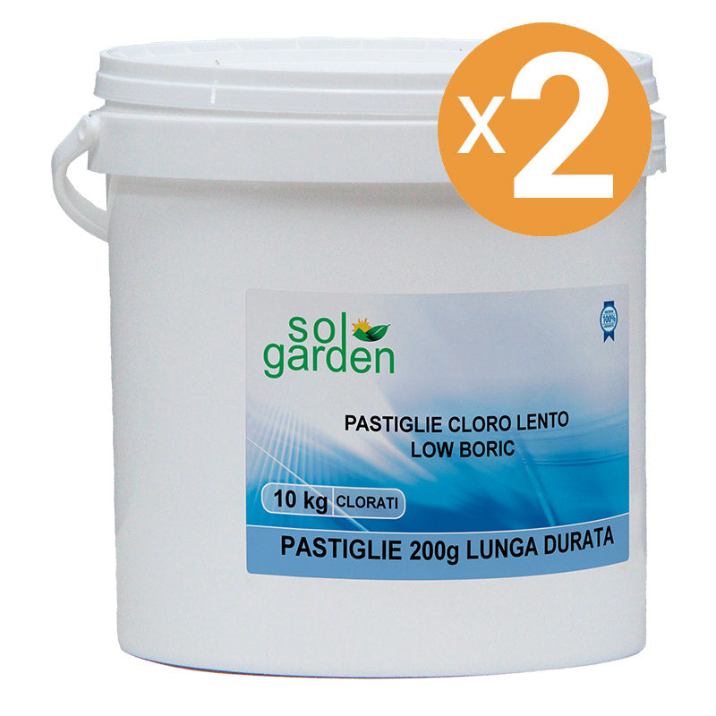 Cloro Per Piscina A Lenta Dissoluzione In Pastiglie Da 200 G, 2 Confezioni Da 10 Kg