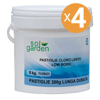 Cloro Per Piscina A Lenta Dissoluzione In Pastiglie Da 200 G, 4 Confezioni Da 5 Kg