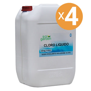 Cloro Liquido Per Piscina, 4 Confezioni Da 25 L
