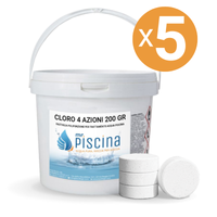 Cloro 4 Azioni 200 Gr, 5 Confezioni Da 5 Kg Blisterate