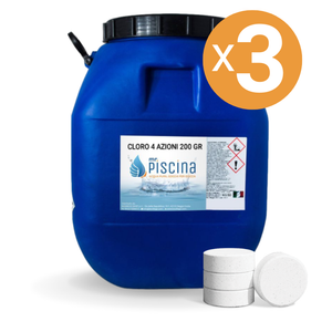 Cloro 4 Azioni 200 Gr, 3 Confezioni Da 25 Kg Non Blisterate