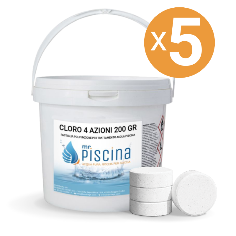 Cloro 4 Azioni 200 Gr, 5 Confezioni Da 10 Kg Blisterate