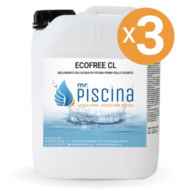 Ecofree Cl - Decloratore Per Piscine, 3 Confezioni Da 10 L