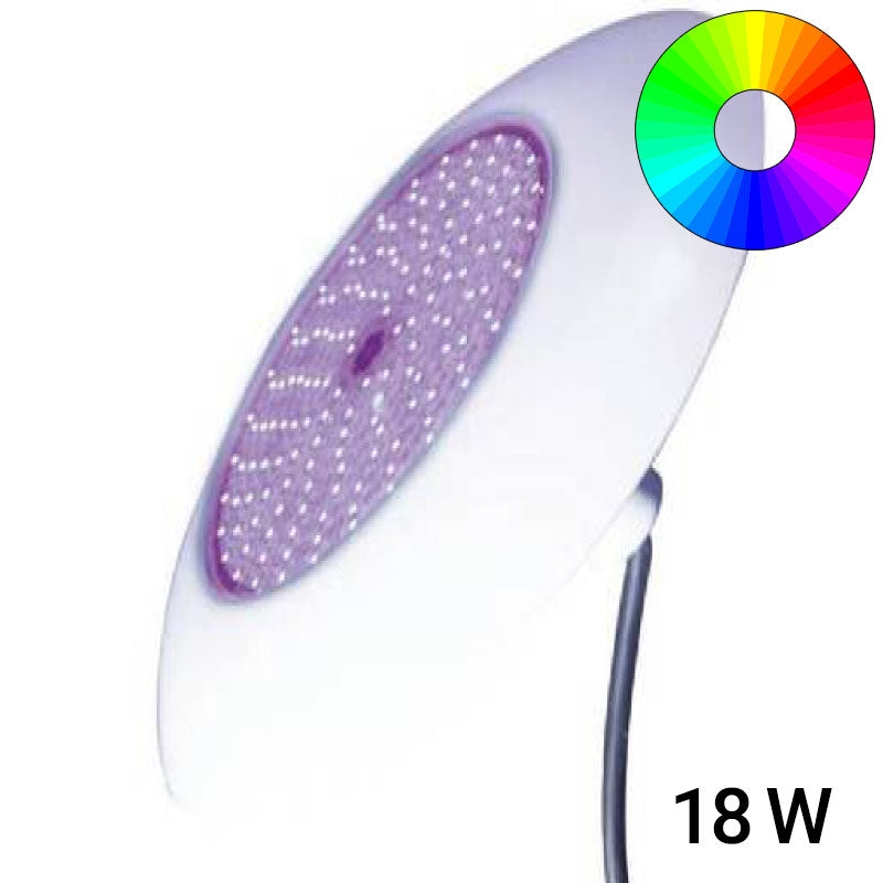 Faro Led Per Bocchetta Piscina  216 Mm Rgb Da 710 Lumen - 18 W per Pvc O Piastrelle