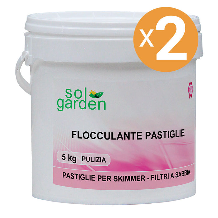 Flocculante In Pastiglie 100 Gr Per Piscina, 2 Confezioni Da 5 Kg