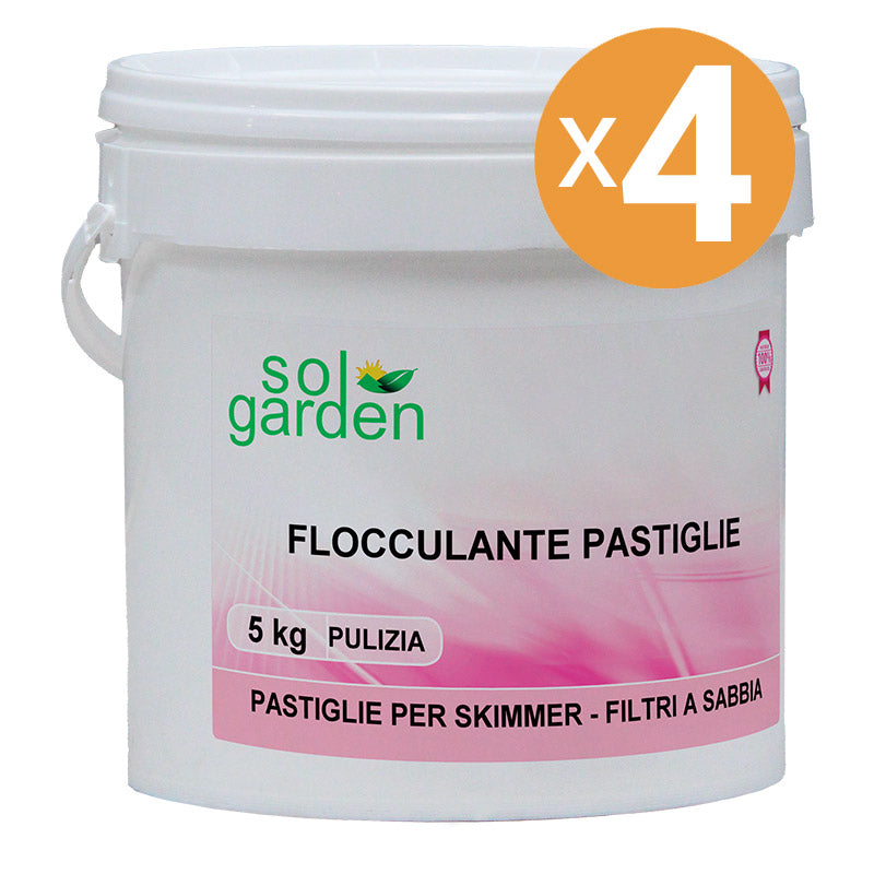 Flocculante In Pastiglie 100 Gr Per Piscina, 4 Confezioni Da 5 Kg