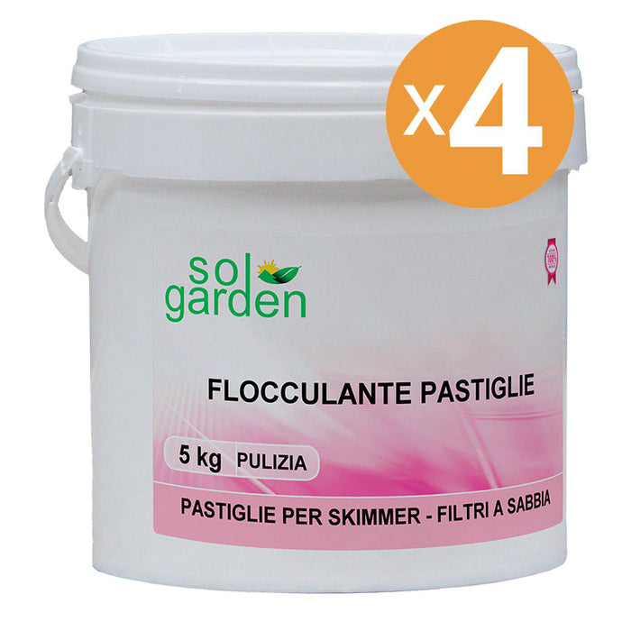 Flocculante In Pastiglie 100 Gr Per Piscina, 4 Confezioni Da 5 Kg