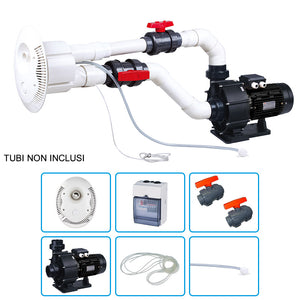 Nuoto Controcorrente Mr. Piscina Hydro 10 Con Pompa Per Idromassaggio Mrb 25 Da 3 Hp Trifase - Kit Pro