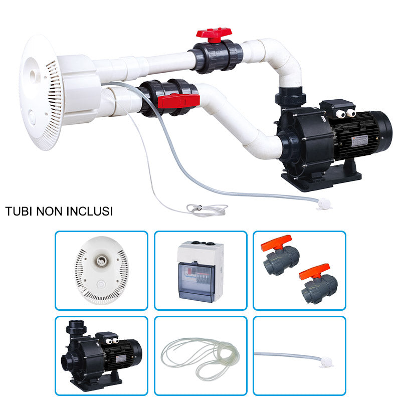 Nuoto Controcorrente Mr. Piscina Hydro 10 Con Pompa Per Idromassaggio Mrb 25 Da 4 Hp Trifase - Kit Pro