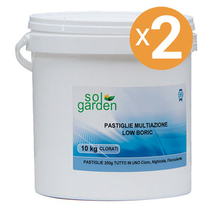 Pastiglie Multiazione Piscina A Lenta Dissoluzione, 2 Confezioni Da 10 Kg