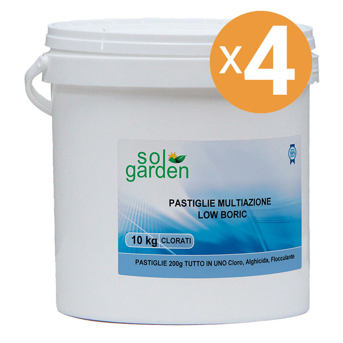 Pastiglie Multiazione Piscina A Lenta Dissoluzione, 4 Confezioni Da 10 Kg