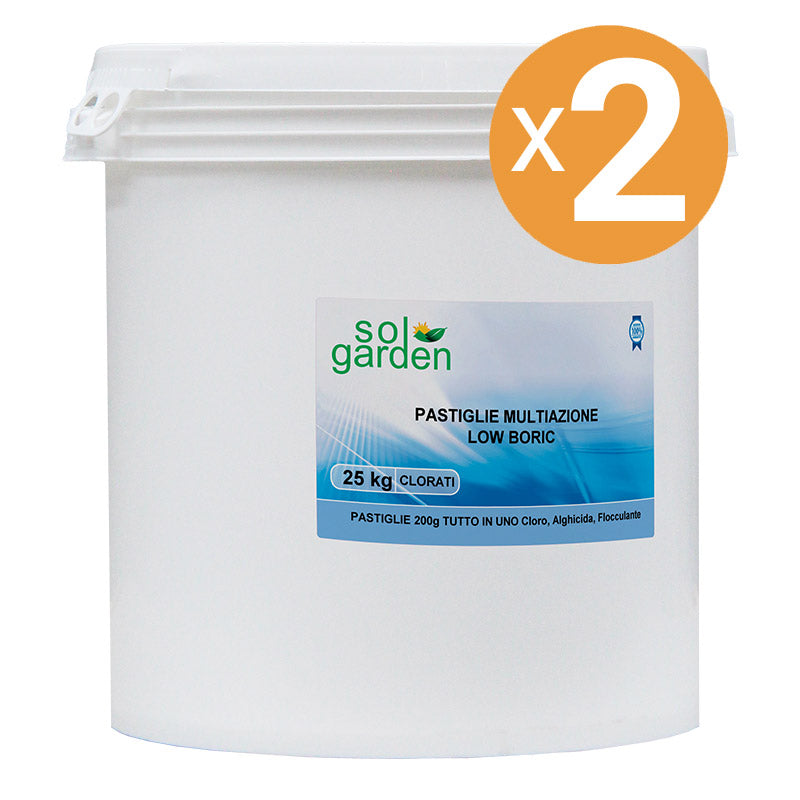 Pastiglie Multiazione Piscina A Lenta Dissoluzione, 2 Confezioni Da 25 Kg