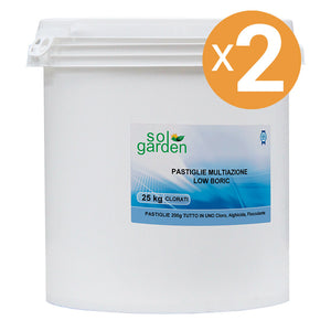 Pastiglie Multiazione Piscina A Lenta Dissoluzione, 2 Confezioni Da 25 Kg