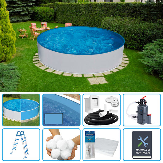 Piscina Fuori Terra Circolare Azuro Basic  4,60 H.0,90 M - Kit Easy