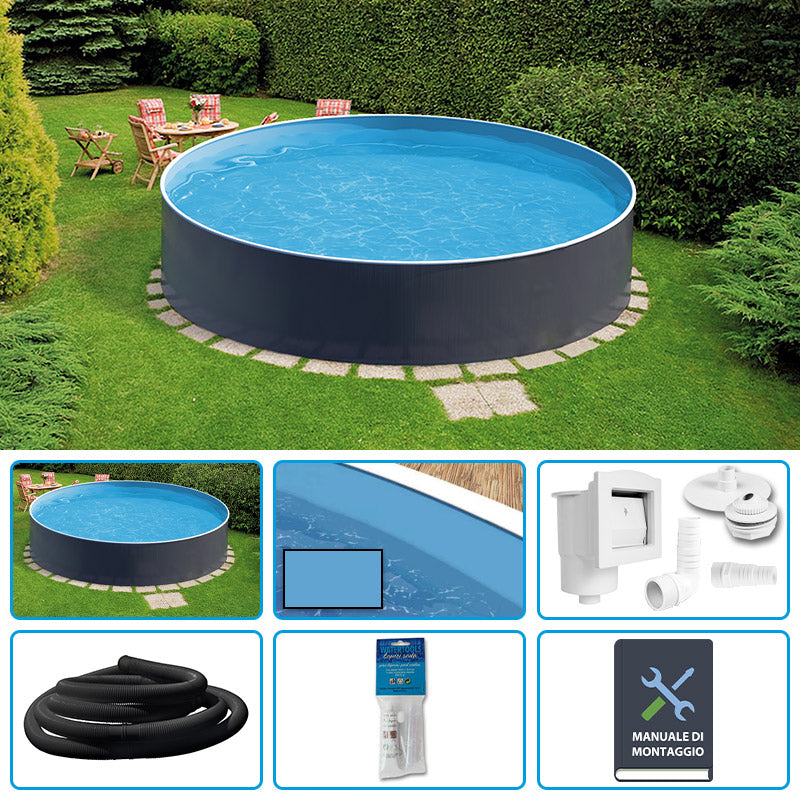 Piscina Fuori Terra Circolare Azuro Graphite  3,60 X H.0,90 M - Kit Base