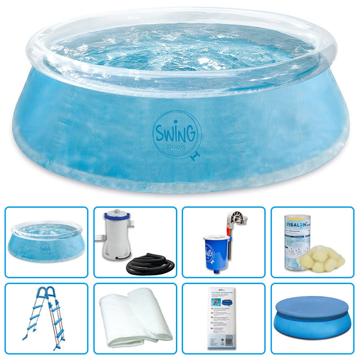 Piscina Fuori Terra Gonfiabile Swing Quick Trasparente  2,44 X H.0,76 M - Kit Pro