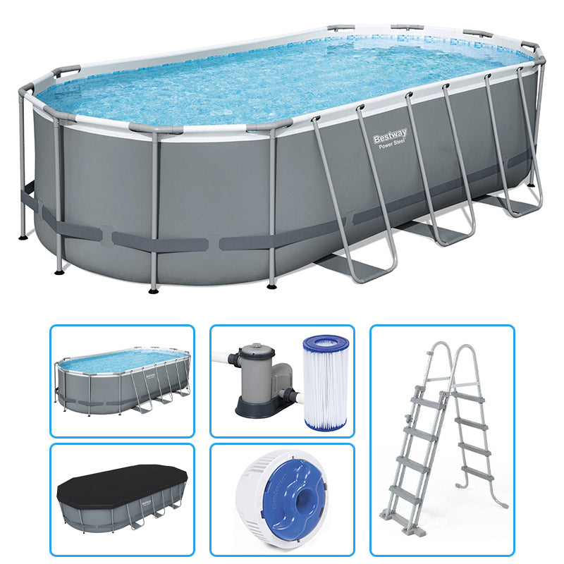 Piscina Fuori Terra Bestway Power Steel Ovale 5,49 X 2,74 X H 1,22 M - Kit Base