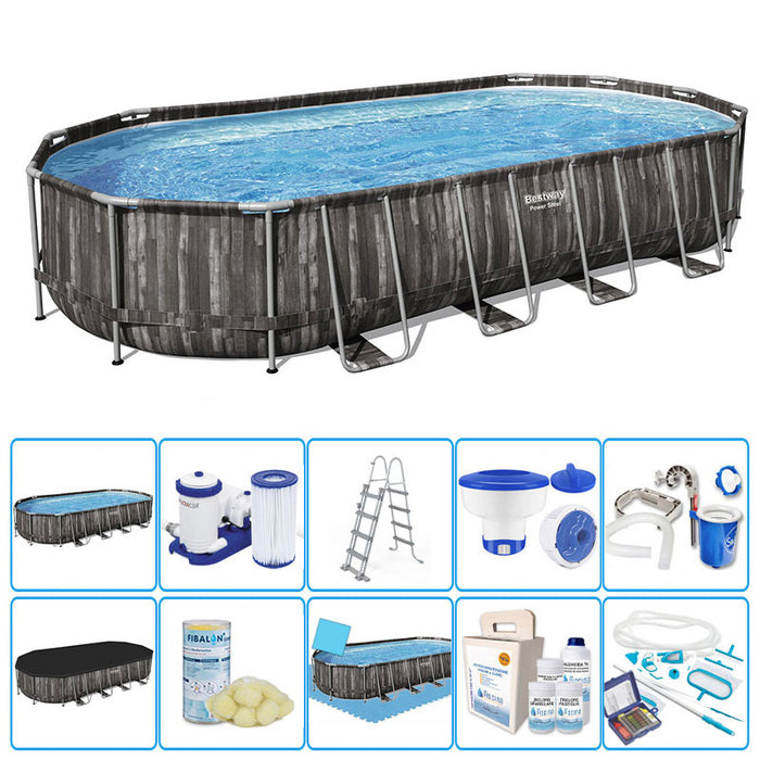 Piscina Fuori Terra Bestway Power Steel Ovale 7,32 X 3,66 X H 1,22 M - Kit Pro