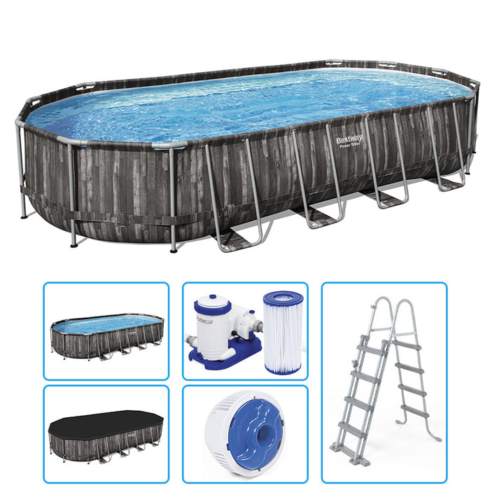 Piscina Fuori Terra Bestway Power Steel Ovale 7,32 X 3,66 X H 1,22 M - Kit Base
