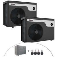 Kit 2 pompe di calore full inverter Mr. SMART per piscina fino a 95 m³ con copertura e piedini antirumore