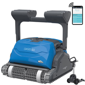 Robot piscina Dolphin OASIS 60 con trasformatore digitale IoT Wi-Fi e carrello by Maytronics - Usato KM0