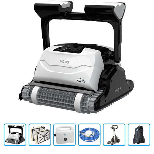 Robot Piscina Dolphin Ps 40 Premium Con Spazzole Combinate, Carrello E Copertura Protettiva