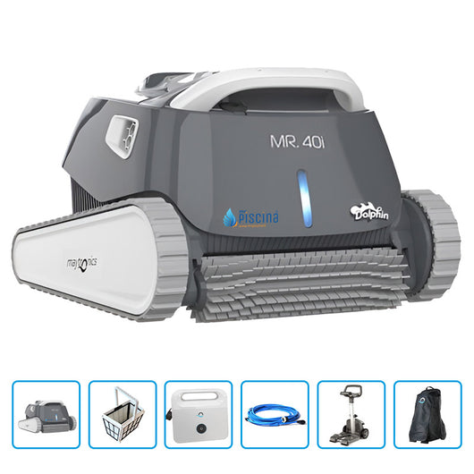 Robot Per Piscina Dolphin Mr. 40i Premium Con Trasformatore Digitale Iot, Carrello E Copertura Protettiva
