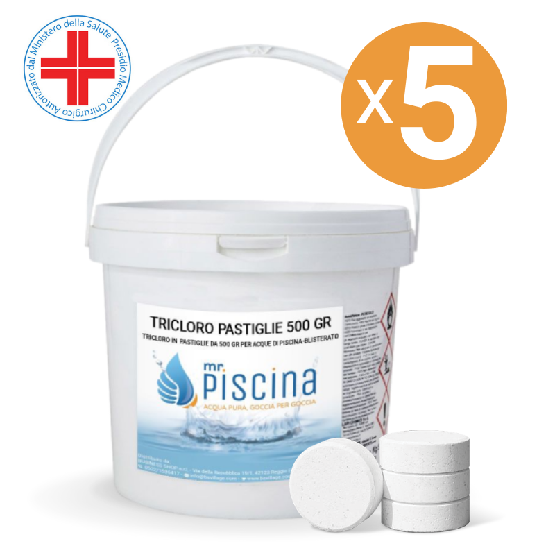 Tricloro 90% Pastiglie 500 Gr Blisterate, 5 Confezioni Da 10 Kg