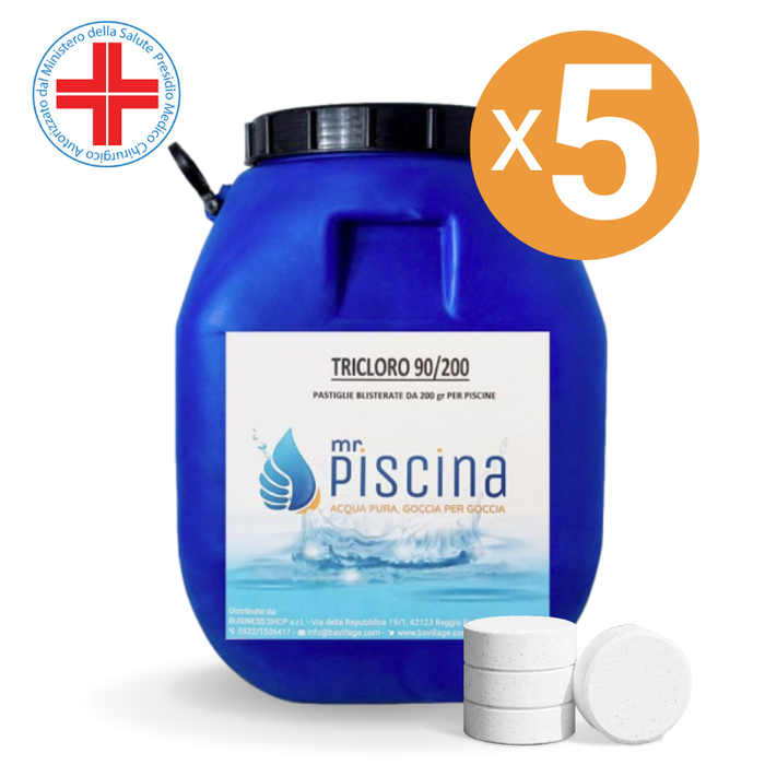 Tricloro 90% Pastiglie 200 Gr, 5 Confezioni Da 25 Kg
