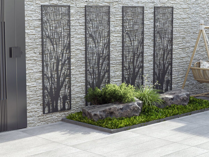 Recinzione metallica decorativa "Tree" 50 x 150 cm - Antracite