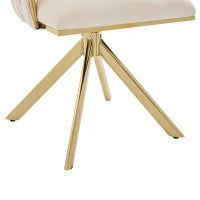 Set da 2 Sedie Girevoli a 180° con Supporto Lombare Ergonomico e Rivestimento Effetto Velluto, 56x50x70 cm, Avorio