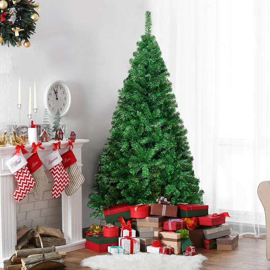 Albero di Natale 180cm con aghi in PVC di alta qualit¨¤ base di metallo, Abete artificiale per casa ufficio negozi hotel-Alberi di Natale