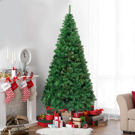 Albero di Natale 210cm con aghi in PVC di alta qualit¨¤ base di metallo, Abete artificiale per casa ufficio negozi hotel-Alberi di Natale