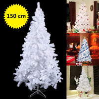 Albero di natale artificiale 150cm in PVC con 350 rami, supporto in metallo e piedi in gomma Bianco-Alberi di Natale