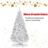 Albero di natale artificiale 180cm in PVC con 650 rami, supporto in metallo e piedi in gomma Bianco-Alberi di Natale