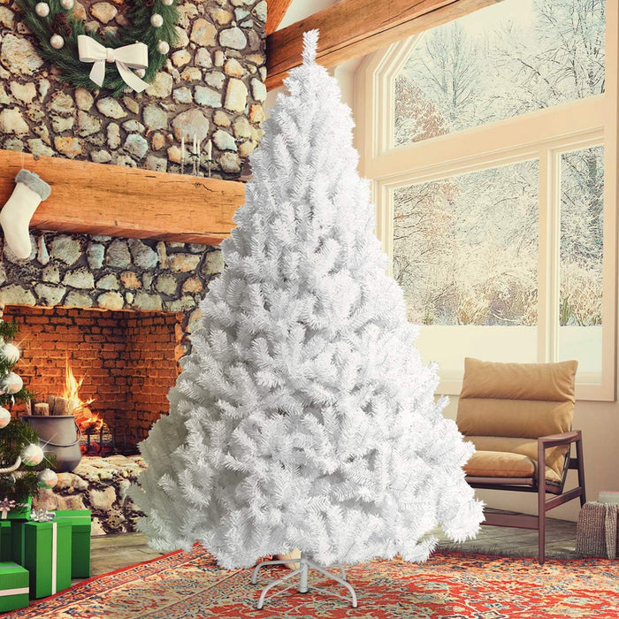 Albero di natale artificiale 210cm in PVC con 950 rami, supporto in metallo e piedi in gomma Bianco-Alberi di Natale