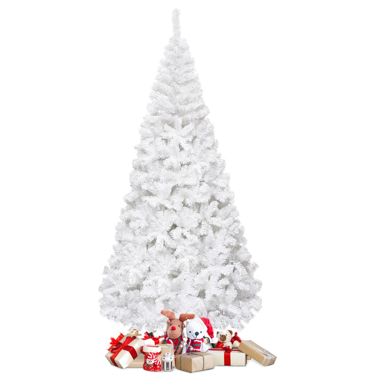 Albero di natale artificiale 210cm in PVC con 950 rami, supporto in metallo e piedi in gomma Bianco-Alberi di Natale