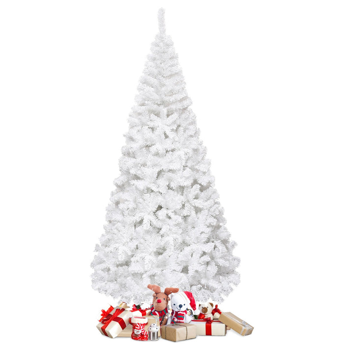 Albero di natale artificiale 210cm in PVC con 950 rami, supporto in metallo e piedi in gomma Bianco-Alberi di Natale