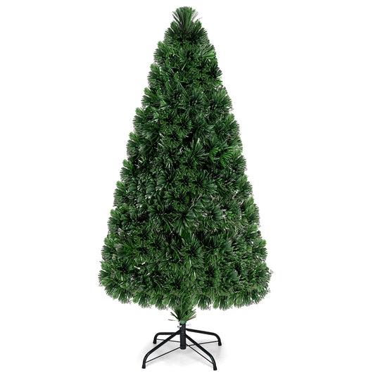 Albero di natale illuminato con fibra ottica 150cm Albero di abete artificiale cambia colore con 170 rami, Verde-Alberi di Natale