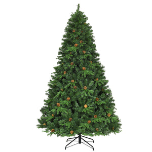 Albero di natale artificiale 225cm con 540 LED, 71 pigne, 1125 rami e un supporto in metallo-Alberi di Natale