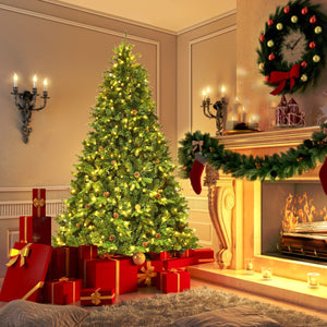 Albero di natale artificiale 225cm con 540 LED, 71 pigne, 1125 rami e un supporto in metallo-Alberi di Natale