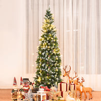 Albero di Natale 220 cm in PVC di alta qualit¨¤, Albero di Natale innevato con 720 rami-Alberi di Natale