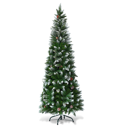 Albero di Natale 220 cm in PVC di alta qualit¨¤, Albero di Natale innevato con 720 rami-Alberi di Natale