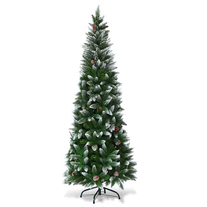 Albero di Natale 220 cm in PVC di alta qualit¨¤, Albero di Natale innevato con 720 rami-Alberi di Natale