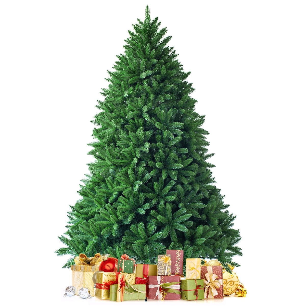 Albero di Natale 180 cm con 1250 rami in PVC, Abete artificiale con cerniere e solida base di metallo-Alberi di Natale