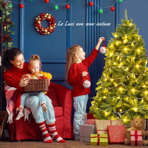 Albero di Natale 180 cm con 1250 rami in PVC, Abete artificiale con cerniere e solida base di metallo-Alberi di Natale