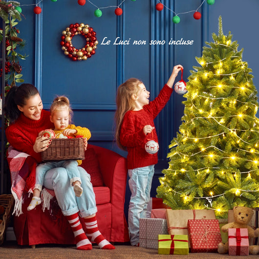 Albero di Natale 180 cm con 1250 rami in PVC, Abete artificiale con cerniere e solida base di metallo-Alberi di Natale