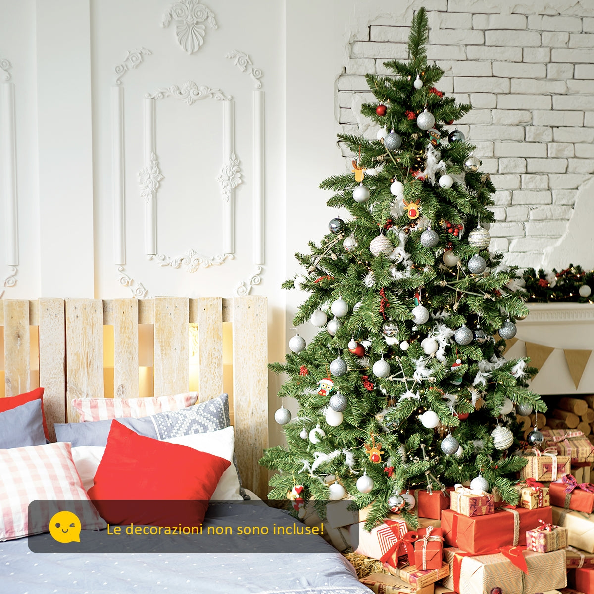 Albero di Natale non illuminato 180 cm, Abete artificiale con cerniere e aghi in PVC di alta qualit¨¤-Alberi di Natale