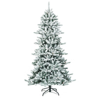 Albero di Natale artificiale innevato 210cm con pigne bianche, Albero di Natale con base in ferro resistente-Alberi di Natale