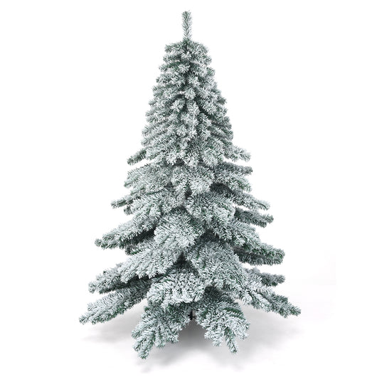 Albero di Natale innevato 180 cm, Abete artificiale con base di metallo foglie spesse-Alberi di Natale